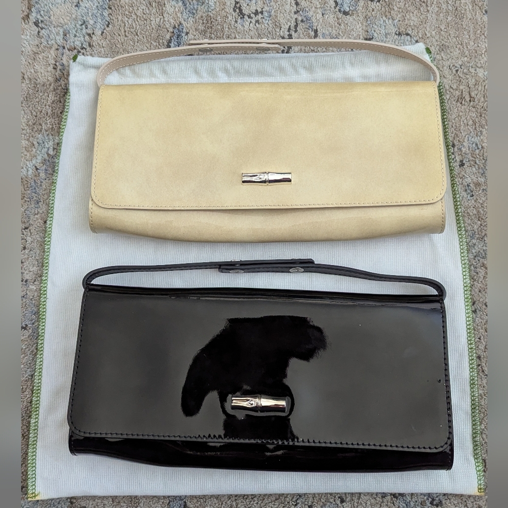 Longchamp Elegant Black and Cream Women's Clutch Set